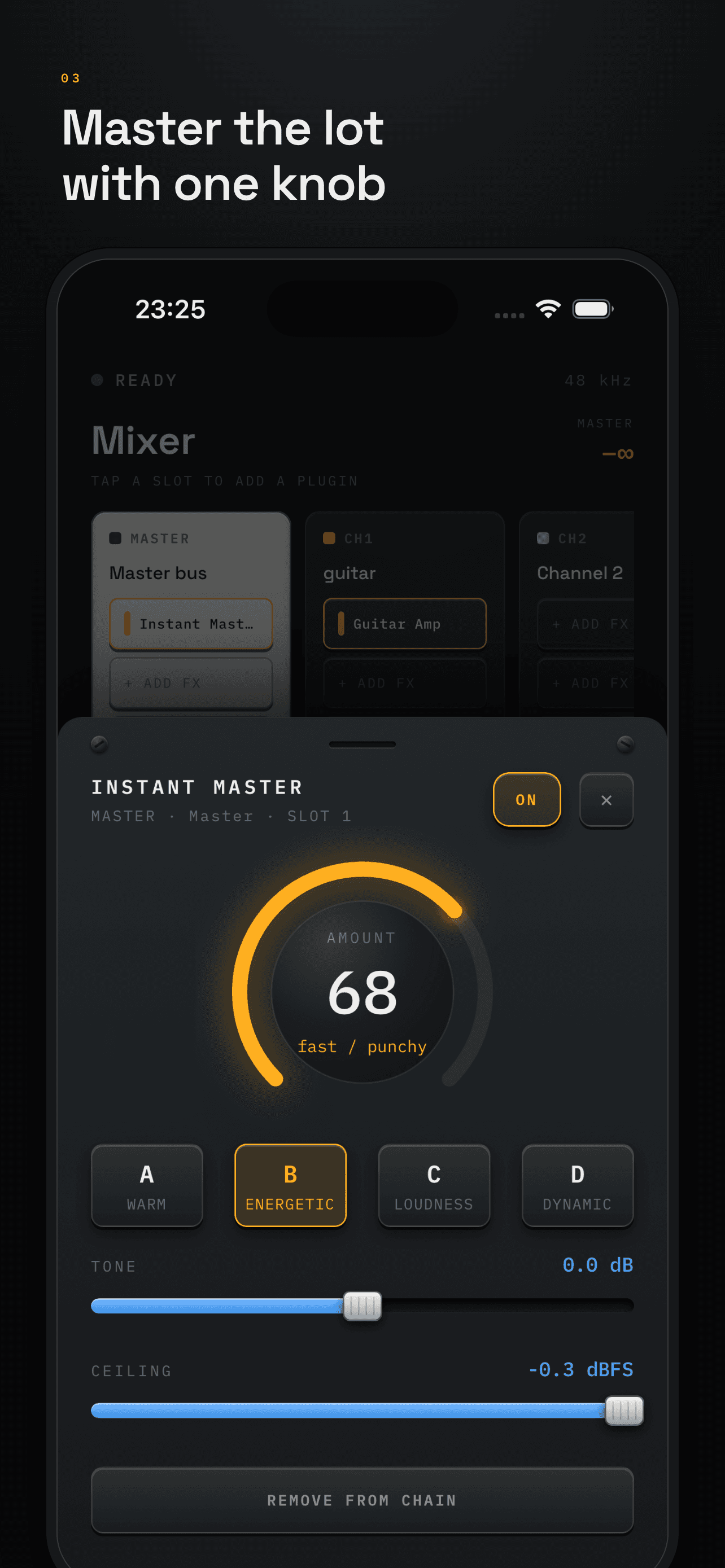 Instant Master mastering knob